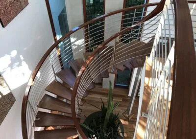 spiral staircase with timber boards