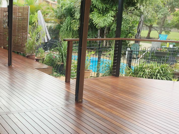 Timber decking pool surrounds